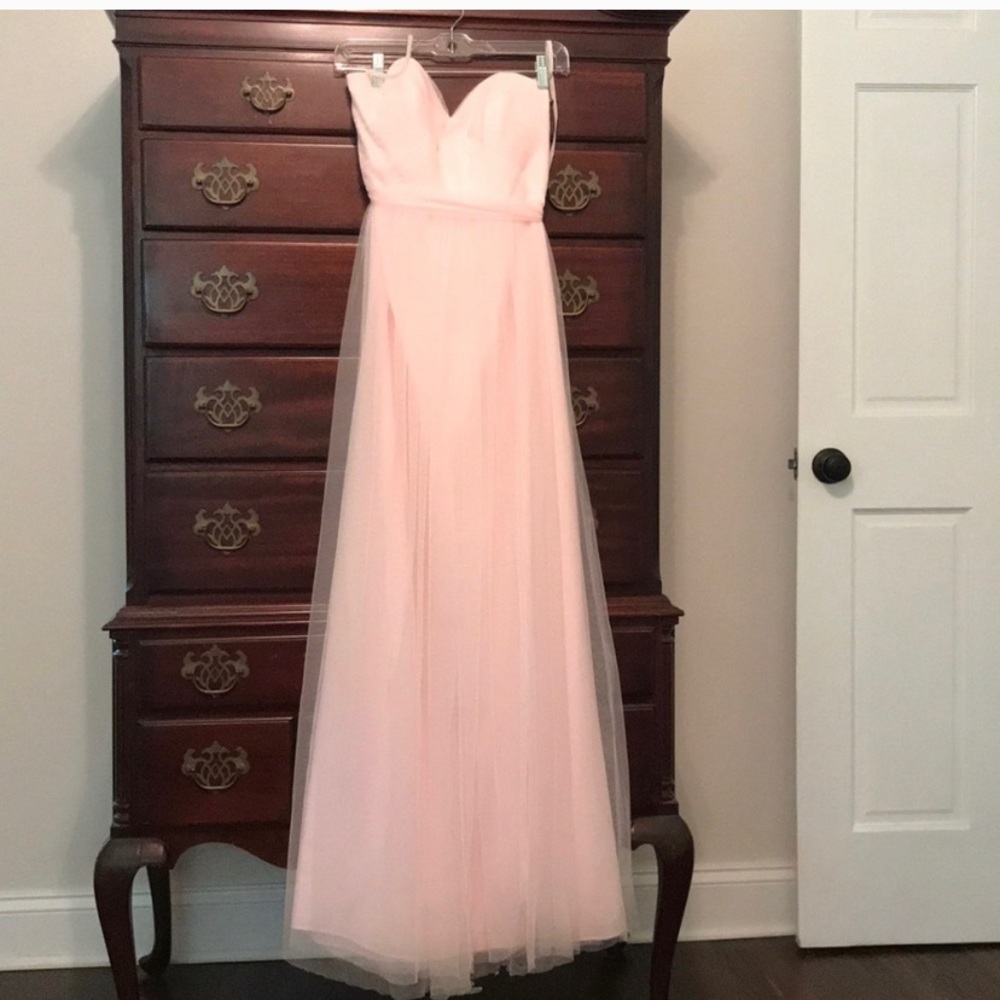 Pale pink tulle maxi gown, size 4.